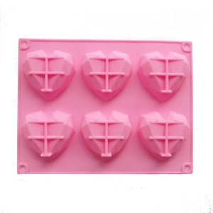 Silicone Heart-shaped Molds Trays 6 Cavities, Reusable Chocolate Candle Soap