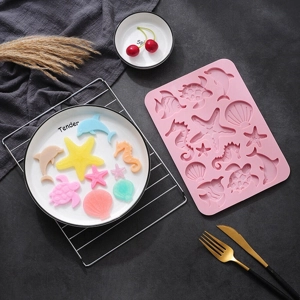 Food Grade Dolphin Starfish Silicone Mold Soap Candle Fondant Baking Chocolate
