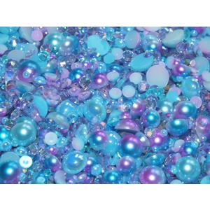 Mermaid Scales Blue & Lilac Purple 500pcs Mixed Acrylic Resin Faux Half Pearls Rhinestone Gems AB DI