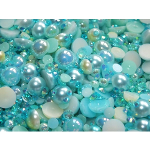 Pastel Ocean Mermaid Scales 500pcs Mixed Acrylic Resin Faux Half Pearls Rhinestone Gems AB DIY