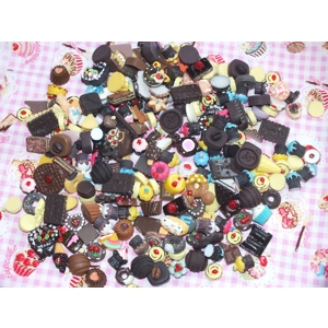 Bulk Buy 50 Pieces FAKE Chocolate Cake Muffin Candy Resin Flatback Cabochons Sweets Dolls House Food