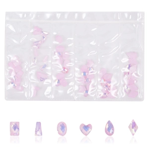 60Pcs Mixed Crystal Resin Rhinestone Shapes Pointback 3D Nail Art Decoration Accessories Various Siz