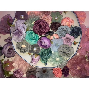 New Colours/Designs Mix Shabby Chic Pastel Faux Silk Satin Fabric Flowers for Craft Hair Bows