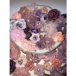 Dusky Pink Clover Mulberry New Colours/Designs Mix Shabby Chic Pastel Faux Silk Satin Fabric Flowers