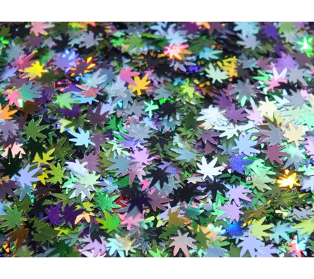 BULK Buy SALE Clearance 50g Holographic Weed Cannabis Leaf Multi Coloured Nail Art Glitter Slime Seq