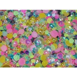 Tropical Mermaid 500pcs Mixed Acrylic Resin Faux Half Pearls Rhinestone Gems AB DIY