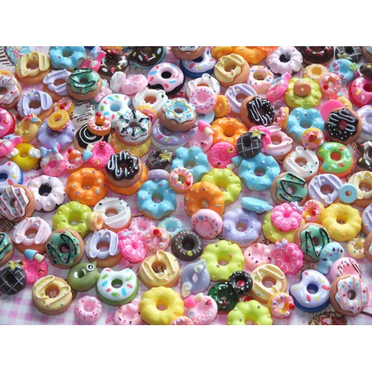 50 Pcs Fake Prop Dolls Food Mixed Size Iced Donuts Candy Resin Flatback