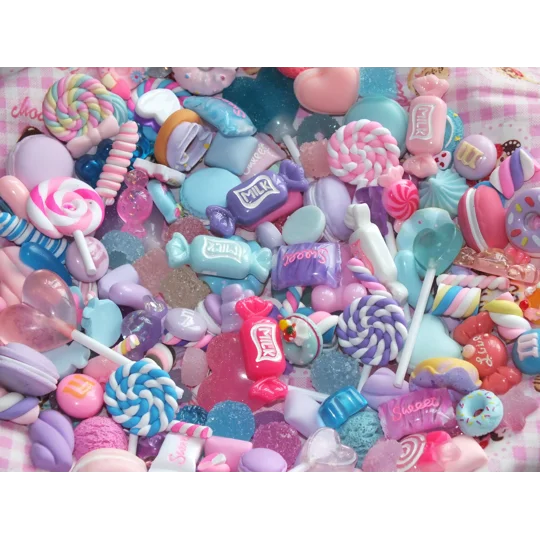 50 Pcs Cute Sweet Shop Fun Candy Resin & Clay Candy Chocolate Lollipop Sweets Fake Flatback/3D Fake
