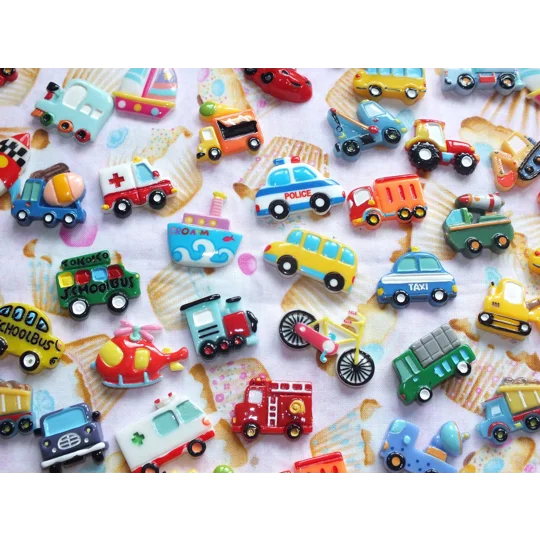 50 Pcs Mixed Transport Cars Boats Police Digger Tractor Bus Train Plane Lorry Rocket Resin