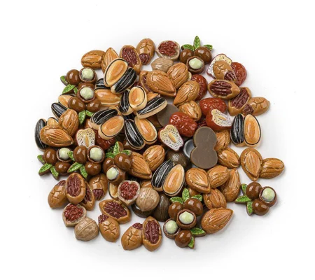 50PCS 16~23mm Winter Nuts & Seeds Acorn Pecan Resin Flat Back Cabochons Scrapbooking DIY Jewelry Cra