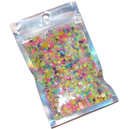 500pcs Mixed Colours Acrylic Resin Faux Half Pearls Rhinestone Gems AB DIY Glue/Stick on anything Fl