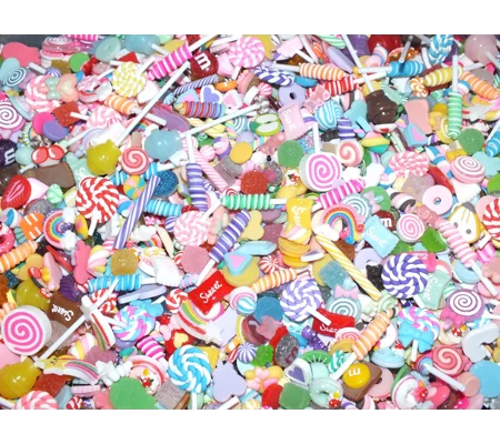 Wholesale Bulk Buy 100 Pcs SO REALISTIC Fake Food Mixed Candy Resin & Clay Marshmallow Lollipops Flu