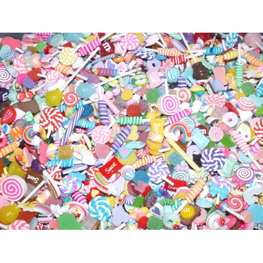 Wholesale Bulk Buy 100 Pcs SO REALISTIC Fake Food Mixed Candy Resin & Clay Marshmallow Lollipops Flu