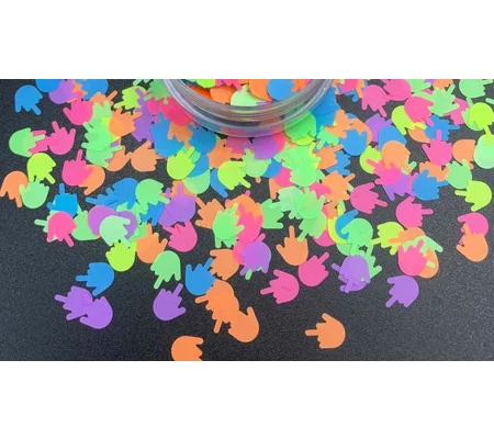 New Design Bigger Bag 20g NEON ULTRA thin "Middle Finger" Rude Nail Art Glitter Slime Sequins Craft