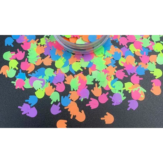 New Design Bigger Bag 20g NEON ULTRA thin "Middle Finger" Rude Nail Art Glitter Slime Sequins Craft
