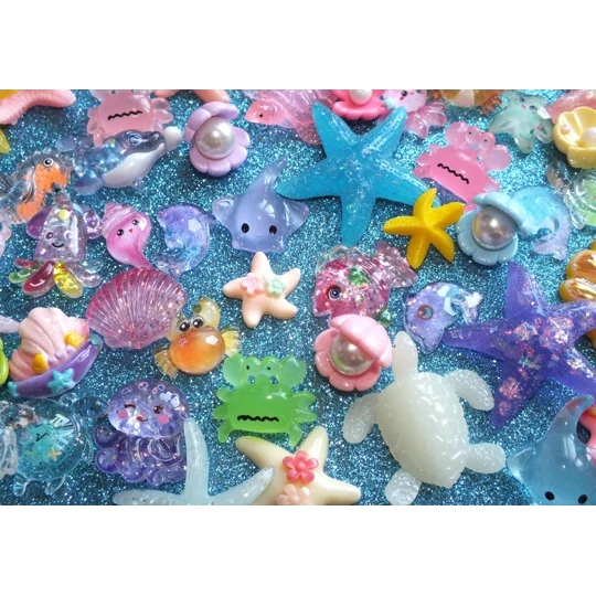 20 Pcs "Under the sea" Starfish Crab Turtle Shells Mermaid Seahorse Oyster Flatback & 3D