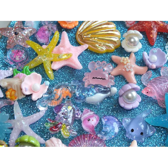 20 Pcs "Under the sea" Starfish Crab Turtle Shells Mermaid Seahorse Oyster Flatback & 3D