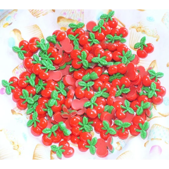 10 Pcs Fake Prop Mixed Cherry Cherries Sweets Fake Food Mixed Candy Resin Flatback 3D 16mm