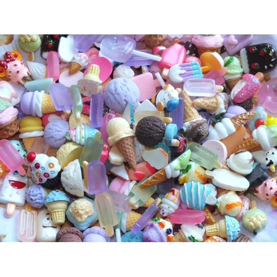 20 Pcs Ice Cream Lollys Popsicle Resin and Clay Cabochons Flatback and 3D