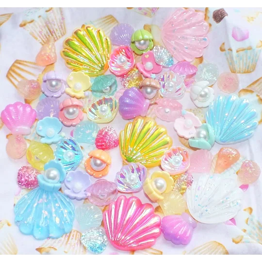 20 Pcs Shells Mixed Flatback Sea Side Large & Small AB Ombre Beach Craft Kit DIY