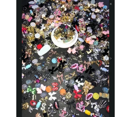 50 Pcs Mixed CLEARANCE Random Alloy Rhinestone Metal Nail Art Gems Flowers shapes dollar weed hearts