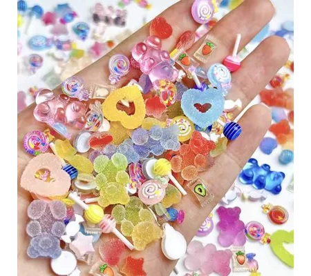 50 Pieces TINY Candy Sweets For Nail Art Dolls House miniature Lollypops "sugar coated" Frosted Bear