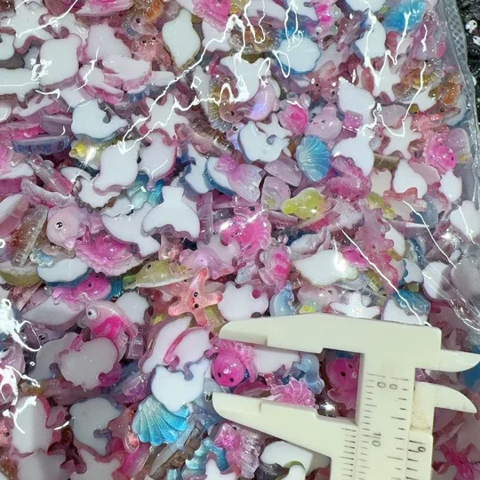 50 Pcs TINY "Under the sea" Cartoon Fish Shell Mermaid Tail Dolphin Seahorse Starfish For Nail Art C