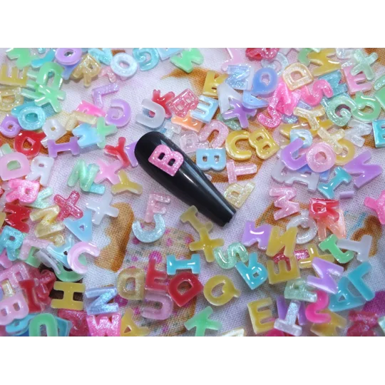 100 Pcs TINY Mixed Resin A-Z Letter Word Alphabet Shapes For Nail Art Charms Resin Craft DIY 5mm-6mm