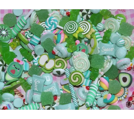 HUGE LOT 100 Pcs Bulk Buy Wholesale Fake Sweets Flump Candy Lollipop Polymer Clay Handmade Fake Swee
