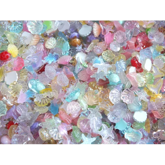 50 Pcs Mixed "under the sea" Tiny Mermaid Glitter Starfish Shells Jelly Fish Turtle Nail Art Charms