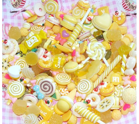 HUGE LOT 100 Pcs Bulk Buy Wholesale Fake Sweets Flump Candy Lollipop Polymer Clay Handmade Fake Swee
