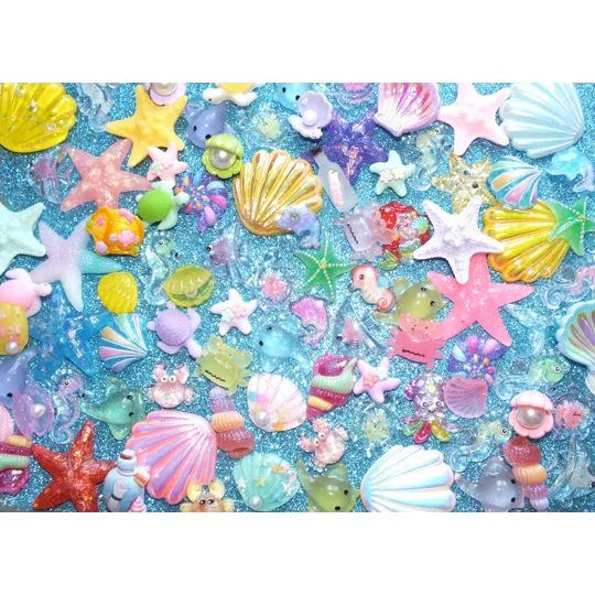 20 Pcs "Under the sea" Starfish Crab Turtle Shells Mermaid Seahorse Oyster Flatback & 3D