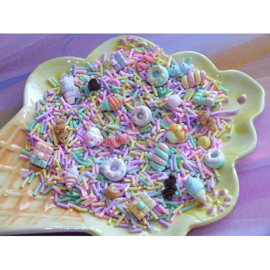Tiny resin FAKE sweets candy donuts cakes PLUS 20g Bag Polymer Clay Ice Cream Sprinkles 100's & 1000