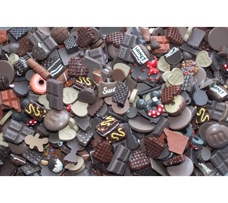 50 Pcs Chocaholic Light & Dark FAKE Sweets Prop Display Realistic Chocolate Candy Mix Flatback Resin