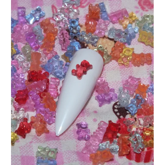 50 Pcs TINY Bright Colour Miniature Mini Resin Teddy Bear Fake Candy 1/12th scale Nail Art 6mm