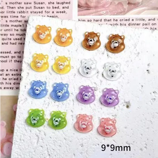 10 Pcs Mixed TINY Care Bear Head Face For Nail Art Charms Resin Craft DIY 9mmx 9mm So small and cute