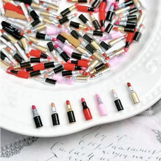 10 Pcs Mixed TINY Lipsticks For Nail Art Charms Resin Craft DIY So small and cute! 11mm