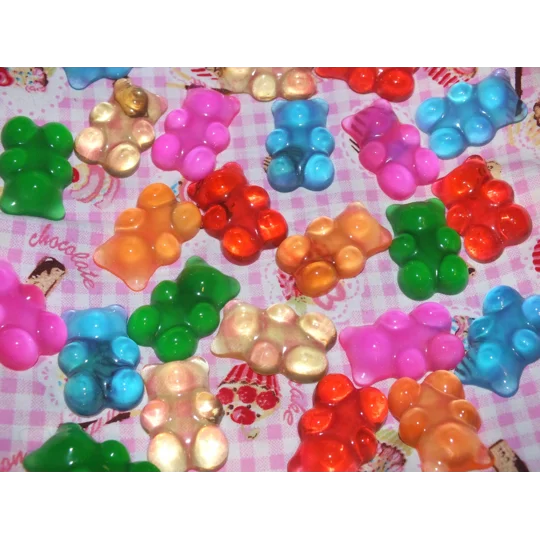 6pcs Exclusive Giant Sized Teddy Bear Jelly Translucent 38mm Largest Size EVER!! Flatback Resin Cabo