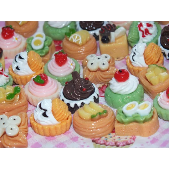 10pcs Delicious Fake Cream Cakes Topped With Fruit Pastries Fake Food Plates & Bowls Dolls Play Non