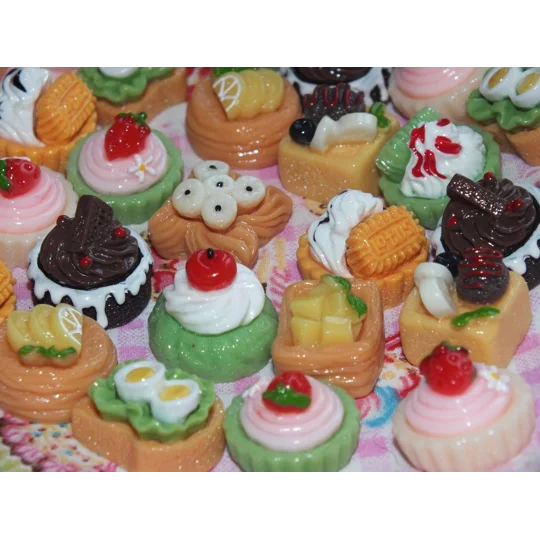 10pcs Delicious Fake Cream Cakes Topped With Fruit Pastries Fake Food Plates & Bowls Dolls Play Non