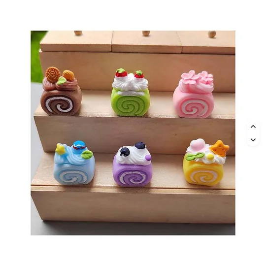 6pcs Delicious Large Fake Whipped Cream Roulade Swiss Roll Sponge Topped With Fruit Dolls Play Non E