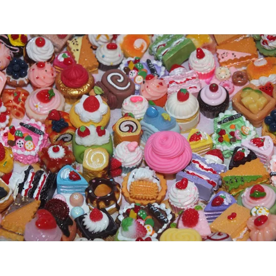 20 Pcs Mixed Delicious Fake Cream Cakes Donuts Cookies Pastries Food Dolls Play Non Edible 15mm-30mm