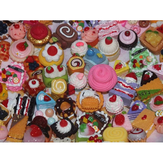 20 Pcs Mixed Delicious Fake Cream Cakes Donuts Cookies Pastries Food Dolls Play Non Edible 15mm-30mm