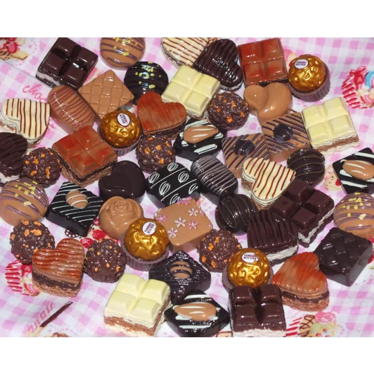 20 Pcs So Realistic Chocolate Resin Fake Food Prop Display Flatback Cabochon Charms NO HOOKS Candy N