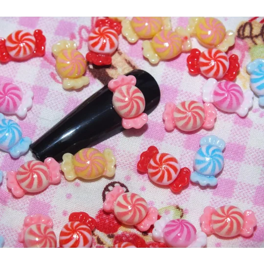 10 Pcs Mixed TINY Wrapped Candy Sweets For Nail Art Charms Resin Craft DIY 12mm x 7mm So small and c