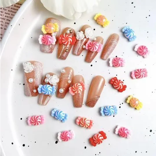 10 Pcs Mixed TINY Wrapped Candy Sweets For Nail Art Charms Resin Craft DIY 12mm x 7mm So small and c