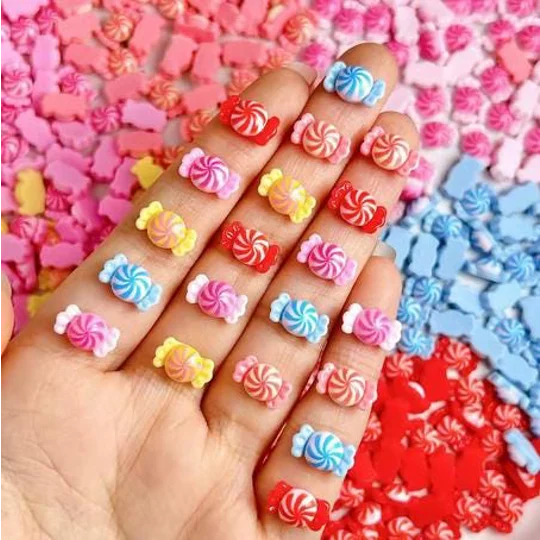 10 Pcs Mixed TINY Wrapped Candy Sweets For Nail Art Charms Resin Craft DIY 12mm x 7mm So small and c