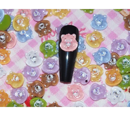 10 Pcs Mixed TINY Care Bear Head Face For Nail Art Charms Resin Craft DIY 9mmx 9mm So small and cute