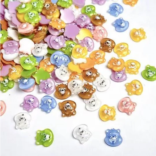 10 Pcs Mixed TINY Care Bear Head Face For Nail Art Charms Resin Craft DIY 9mmx 9mm So small and cute