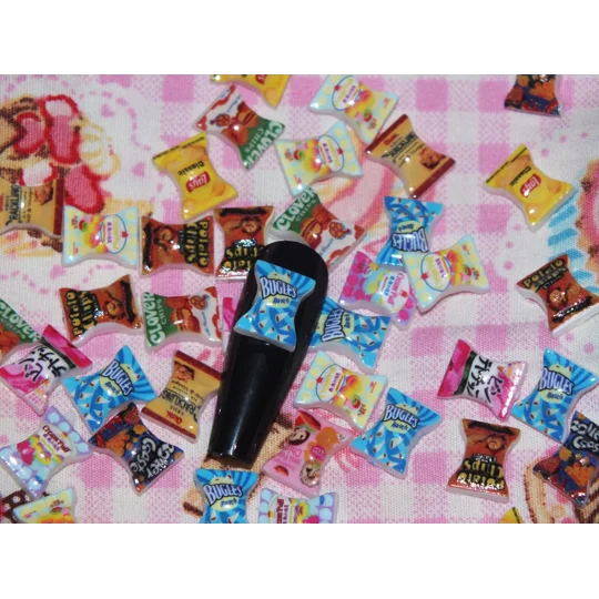 10 Pcs Mixed TINY Junk Food Snacks Crisps Chips For Nail Art Charms Resin Craft DIY 8mmx 10mm So sma